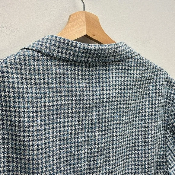 Canali Houndstooth Shacket Blue Sport Coat Blazer Linen Cotton Wool IT 50 US 40 - Picture 9 of 13